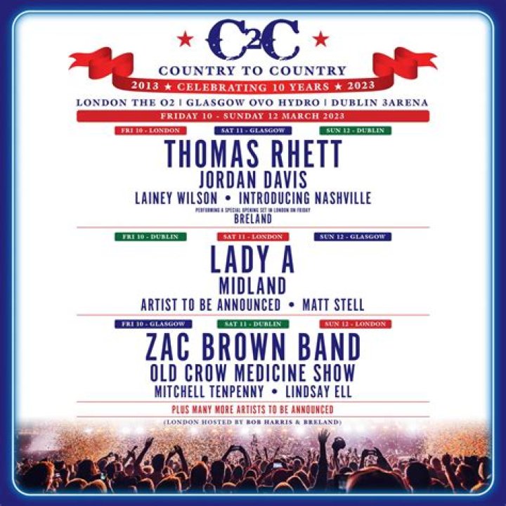 Country 2 Country Festival Announces 2023 Lineup With Thomas Rhett, Lady A, & Zac Brown Band Headlining